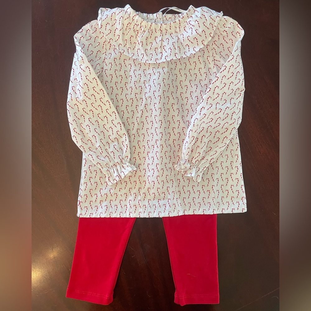 Lila + Hayes Girls Candy Cane Legging Set. 2T